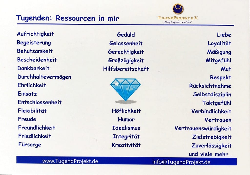 Stärken des Tugendenprojektes
